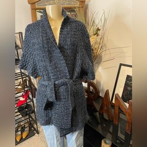 💙Carolyn Taylor M Blue Crochet Tie Cardigan